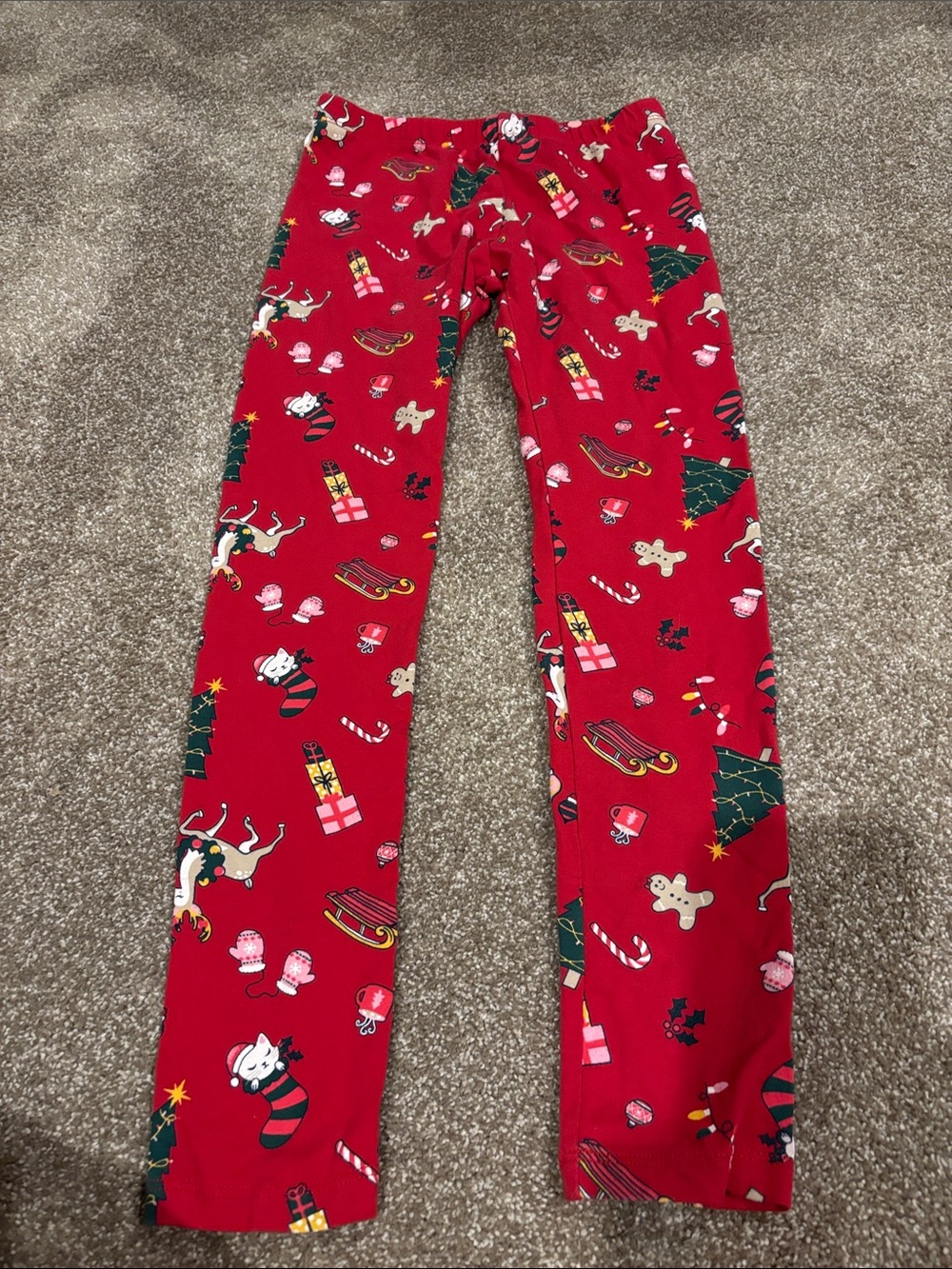 Girls' Red Holiday Print Pants